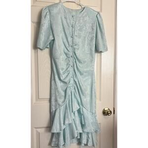 Jodi Schwartz Bill Berman Vintage 80s Dropwaist Dress Size 7 Pale Green/Blue